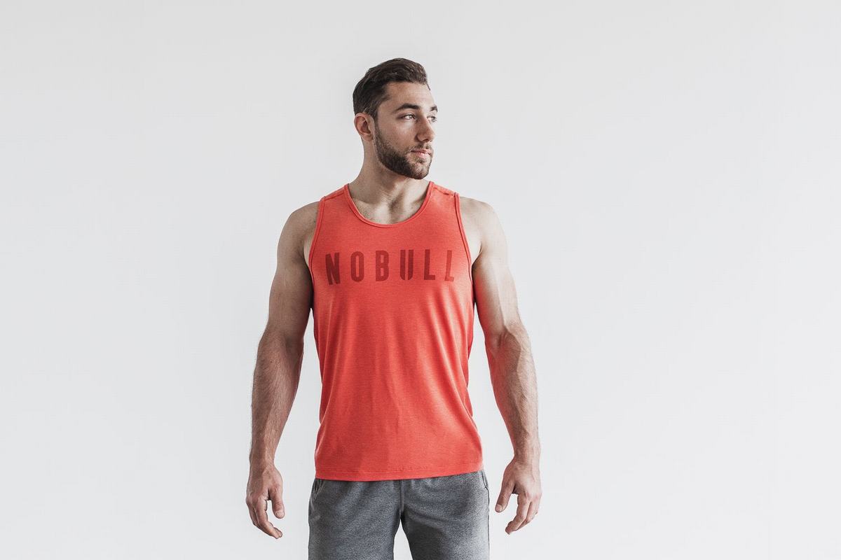 Nobull Men\'s Tank Tops Red | Australia (PO1025)